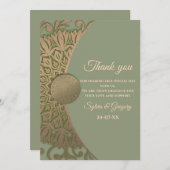 エレガントモダンセージ緑と金ゴールドクラシック曼荼羅 サンキューカード (正面/裏面)