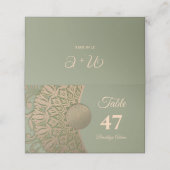 エレガントモダンセージ緑と金ゴールドクラシック曼荼羅 プレイスカード (外部開封)