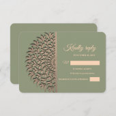 エレガントモダンセージ緑と金ゴールドクラシック曼荼羅 出欠カード (正面/裏面)