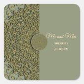 エレガントモダンセージ緑と金ゴールドクラシック スクエアシール (正面)