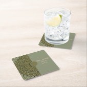 エレガントモダンセージ緑と金ゴールドクラシック スクエアペーパーコースター (インサイチュ)