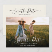 エレガントモダンタイポグラフィスクリプト結婚One Photo's セーブザデート (正面/裏面)