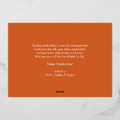 エレガントモダンタイポグラフィ写真ハッピーサンクスギビング 箔シーズンカード (裏面)