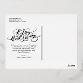 エレガントモダンタイポグラフィ写真ハッピーサンクスギビング 箔シーズンポストカード (裏面)