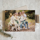 エレガントモダンタイポグラフィ写真ハッピーサンクスギビング 箔シーズンポストカード