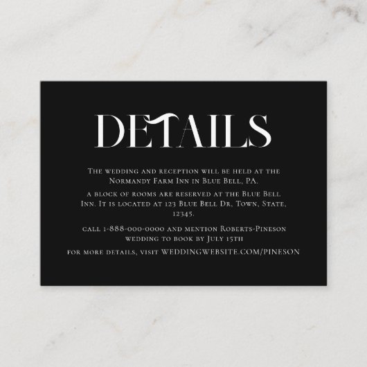 エレガントモダンタイポグラフィ詳細 エンクロージャーカード (正面)