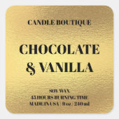 エレガントモダンタイポグラフィ金ゴールド箔キャンドルラベル スクエアシール (正面)