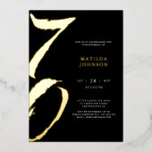 エレガントモダンタイポグラフィ70番目誕生日 箔招待状 (正面)