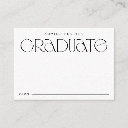 エレガントモダンタイポグラフィB+W卒業アドバイス エンクロージャーカード (正面)