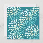 エレガントモダンターコイズティール(緑がかった色)銀フローラ招待状 招待状 (裏面)