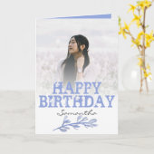 エレガントモダンダスティブルーフォトカラーカード カード (黄色い花)