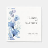 エレガントモダンダスティブルーフローラ結婚ズ スタンダードカクテルナプキン (正面)