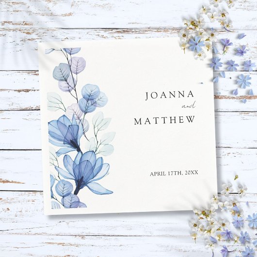 エレガントモダンダスティブルーフローラ結婚ズ スタンダードカクテルナプキン