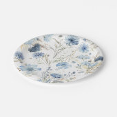 エレガントモダンダスティブルーフローラ結婚ズ ペーパープレート (アングル)