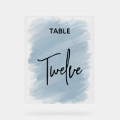 エレガントモダンダスティ結婚ブルーの表番号 アクリルサイン (正面)