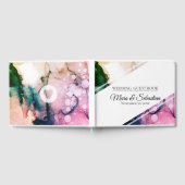 *~*エレガントモダンティール(緑がかった色)ピーチ水結婚色 ゲストブック (全面)