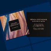 エレガントモダンテラコッタブルーグリッター金ゴールド スクエア名刺