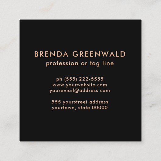 エレガントモダンテラコッタブルーグリッター金ゴールド スクエア名刺 (裏面)