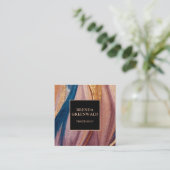 エレガントモダンテラコッタブルーグリッター金ゴールド スクエア名刺 (スタンド正面)