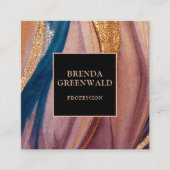 エレガントモダンテラコッタブルーグリッター金ゴールド スクエア名刺 (正面)