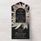 エレガントモダンテラコッタ結婚ボホ オールインワン招待状 (内側)