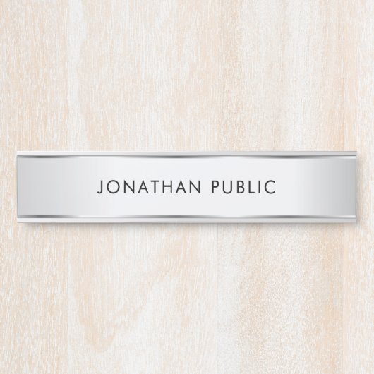 エレガントモダンテンプレートカスタマイズ可能シルバールック サインプレート (正面)