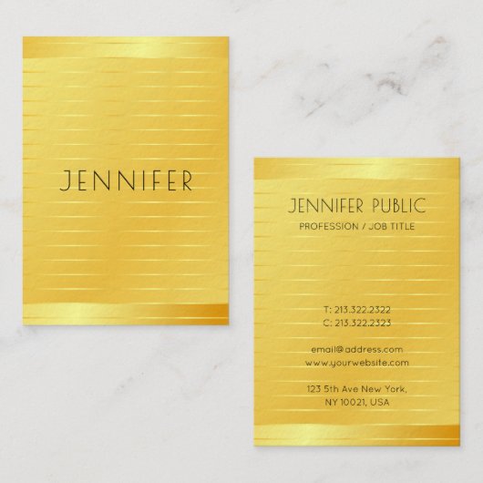 エレガントモダンテンプレートフェイク金ゴールドプレミアム 名刺 (正面/裏面)