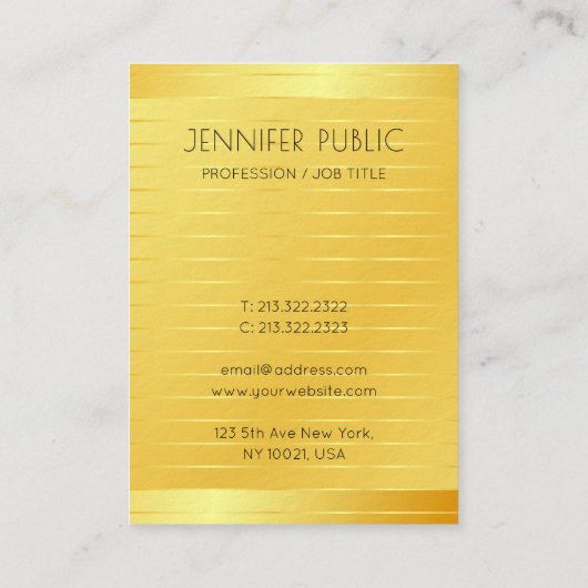 エレガントモダンテンプレートフェイク金ゴールドプレミアム 名刺 (裏面)