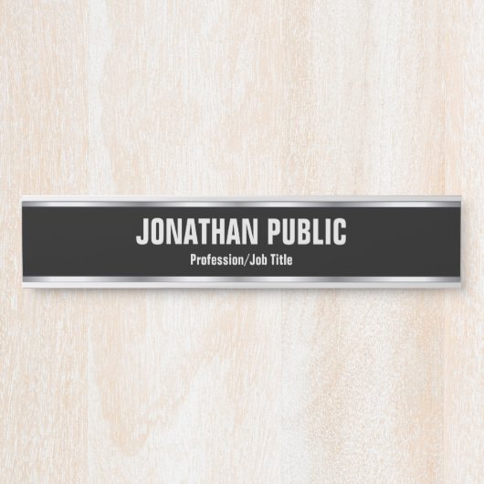 エレガントモダンテンプレート黒銀カスタム サインプレート (正面)