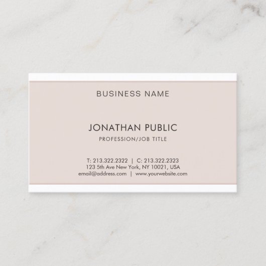 エレガントモダンデザインプロフェッショナルカッコいいプレイントップ 名刺 (正面)