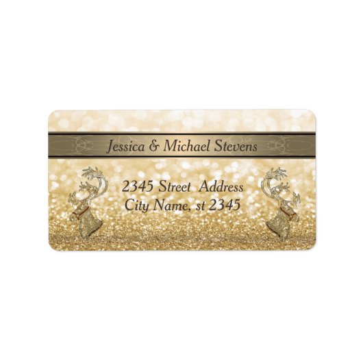 エレガントモダントレンディーの華やかな休日トナカイ ラベル (正面)