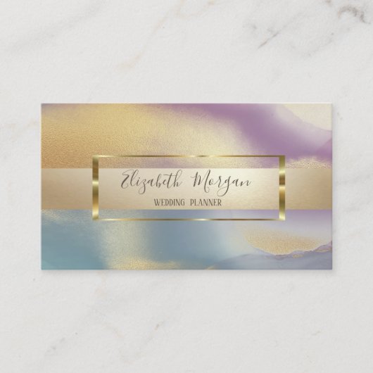 エレガントモダントレンディーグリッター、金ゴールドフレームカラフル 名刺 (正面)