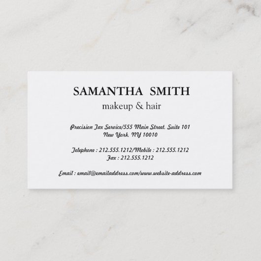 エレガントモダントレンディーメイクアップアーティスト/美容師 名刺 (裏面)