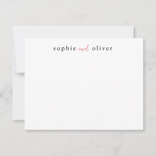 エレガントモダントレンディー名2名文房具 ノートカード (正面)