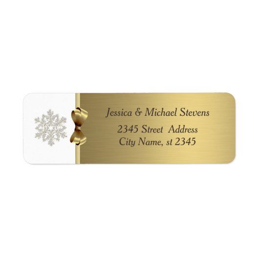 エレガントモダントレンディー金ゴールド休日スノーフレーク ラベル (正面)