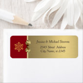 エレガントモダントレンディー金ゴールド/赤い休日スノーフレーク ラベル (インサイチュ)