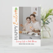 エレガントモダンハッピーイースター卵、家族2写真 シーズンカード (スタンド正面)