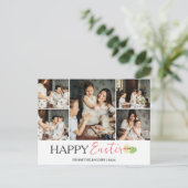 エレガントモダンハッピーイースター卵、家族5写真 シーズンポストカード (スタンド正面)