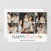 エレガントモダンハッピーイースター卵、家族5写真 シーズンポストカード (正面/裏面)