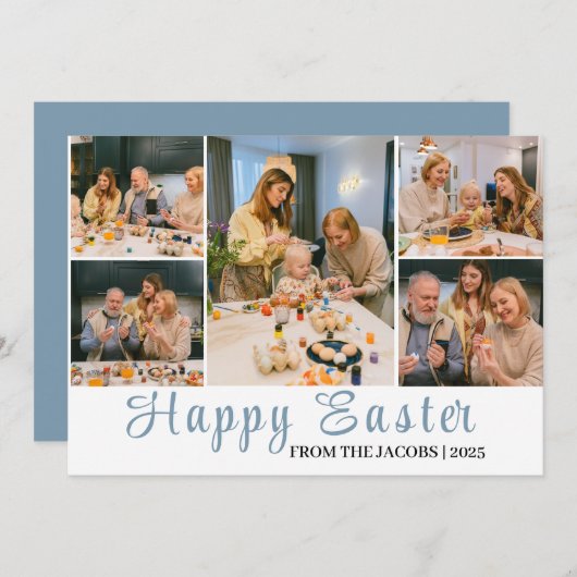 エレガントモダンハッピーイースター卵、家族6写真 シーズンカード (正面/裏面)