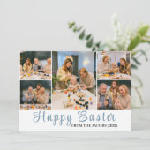 エレガントモダンハッピーイースター卵、家族6写真 シーズンカード (スタンド正面)