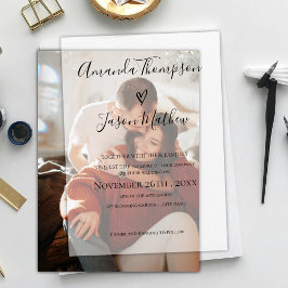 エレガントモダンハート結婚タイポグラフィ ベラム紙招待状