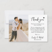 エレガントモダンハートScript写真結婚の サンキューカード (正面)