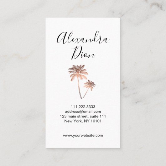 エレガントモダンバラ金ゴールドとホワイトパーム 名刺 (裏面)