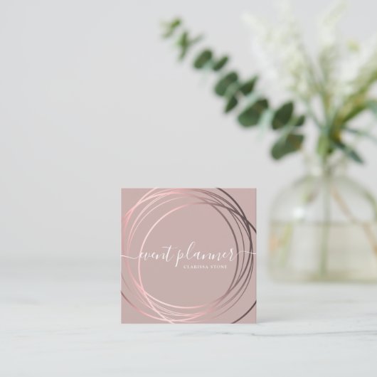 エレガントモダンバラ金ゴールドイベントプランナー  スクエア名刺 (スタンド正面)