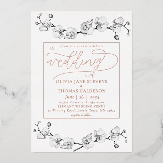 エレガントモダンバラ金ゴールドオーキンスロ結婚マン 箔招待状 (正面)