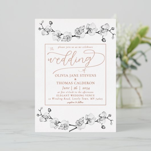 エレガントモダンバラ金ゴールドオーキンスロ結婚マン 箔招待状 (立ち正面)