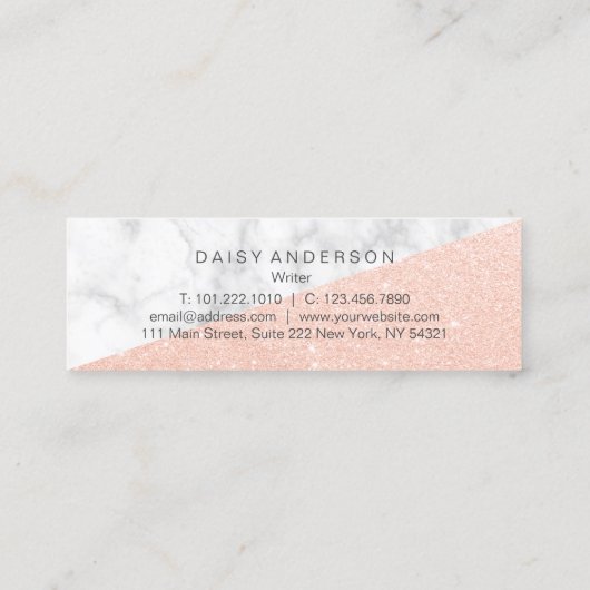 エレガントモダンバラ金ゴールドグリッターとマーブルライター スキニー名刺 (裏面)