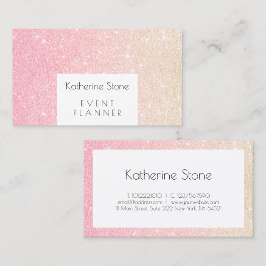 エレガントモダンバラ金ゴールドグリッターイベントプランナー 名刺 (正面/裏面)