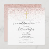 エレガントモダンバラ金ゴールドグリッター 招待状 (正面/裏面)